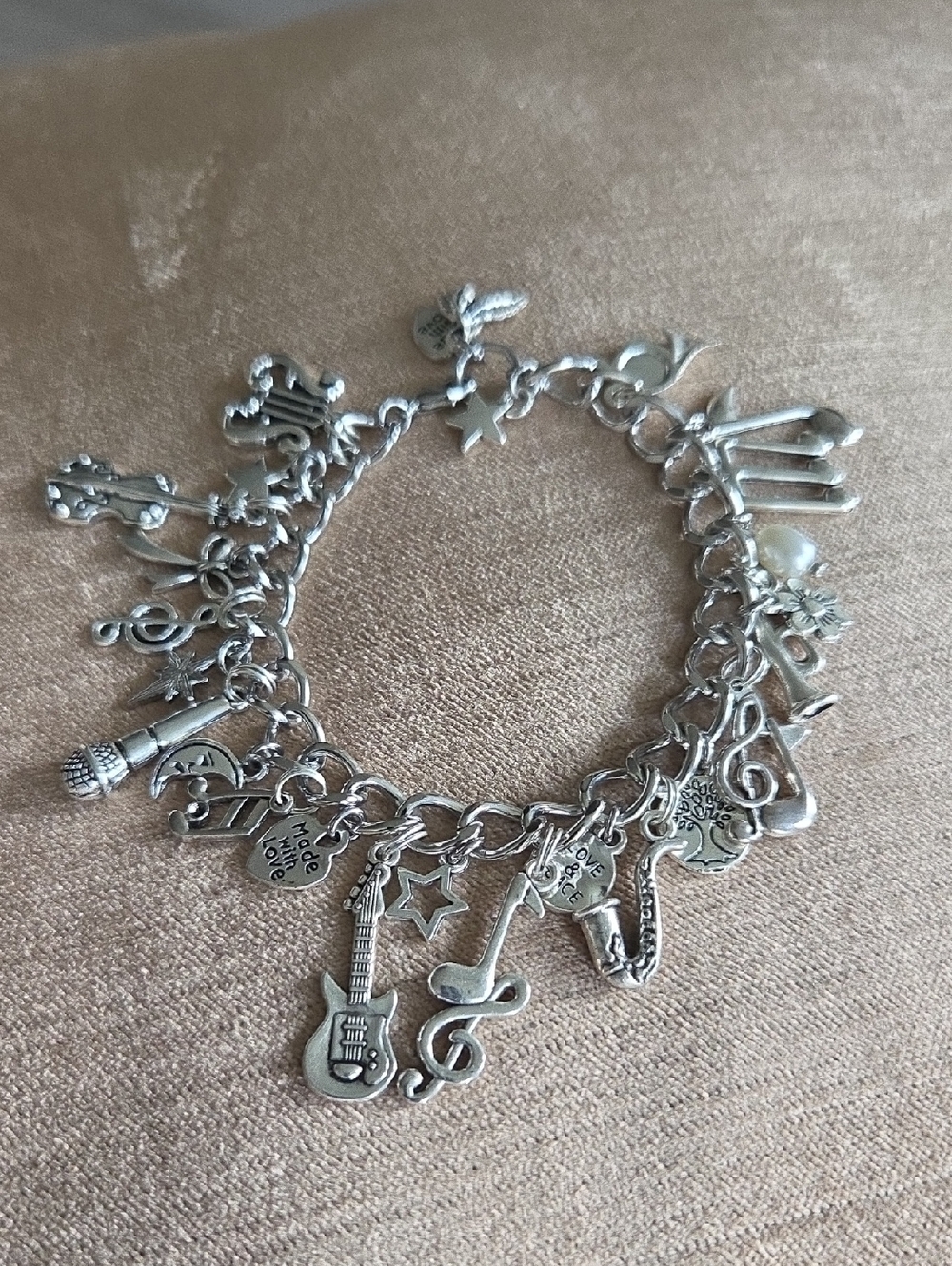 Silver Music Charm Bracelet - Women Jewelry